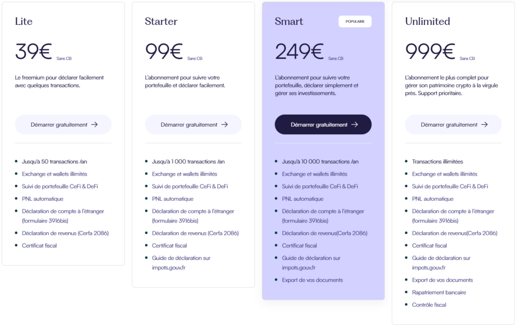 Waltio Tarifs/Prix